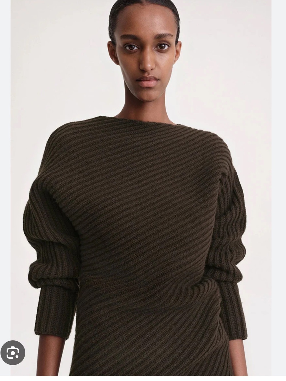 TOTEME twisted wool rib knit sweater in chocolate brown new without tags